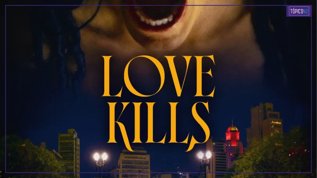 Vampira em destaque no filme Love Kills com expressão ameaçadora