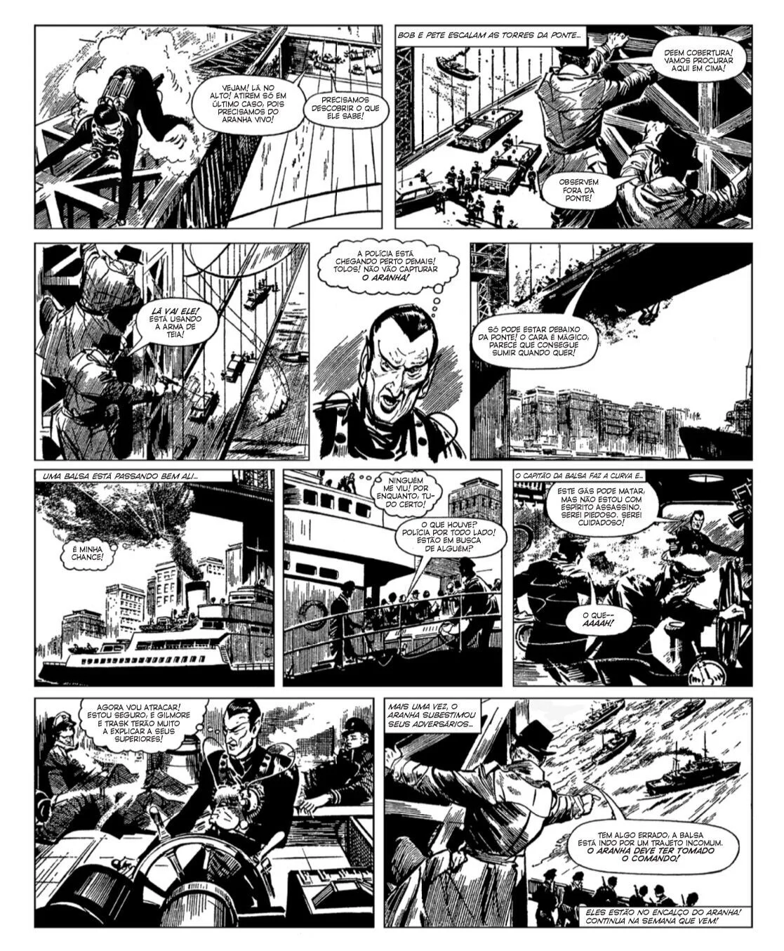 O Aranha foge da polícia em cena de ação sobre ponte em HQ clássica dos anos 1960